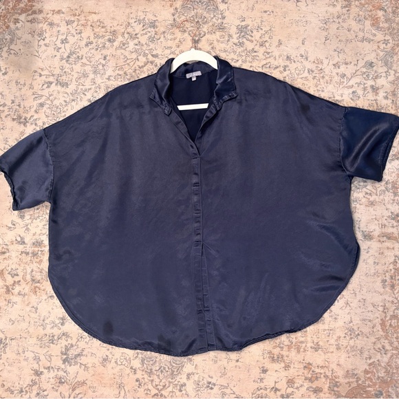 Pj Harlow Navy Women's Satin Pajama Top - Picture 9 of 9